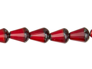 Czech Glass Opaque Red with Patina Top Cut Teardrop Bead Strand by Raven's Journey Czech Glass Opaque Red with Patina Top Cut Teardrop Bead Strand by Raven's Journey
