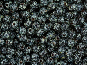 Czech Glass Round Beads 4mm Jet Picasso (100pc Strand) by Starman Czech Glass Round Beads 4mm Jet Picasso (100pc Strand) by Starman