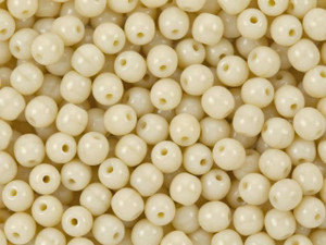 Czech Glass Round Beads 4mm Opaque Cream (100pc Strand) by Starman Czech Glass Round Beads 4mm Opaque Cream (100pc Strand) by Starman