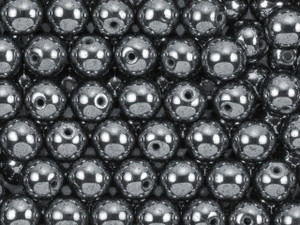 Czech Glass Round Beads 6mm Hematite (50pc Strand) by Starman Czech Glass Round Beads 6mm Hematite (50pc Strand) by Starman