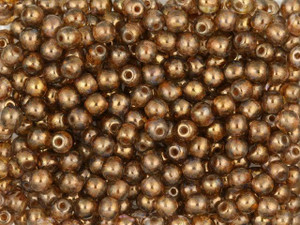 Czech Glass Round Beads Gold and Smoky Topaz Luster 4mm (100pc Strand) by Starman Czech Glass Round Beads Gold and Smoky Topaz Luster 4mm (100pc Strand) by Starman