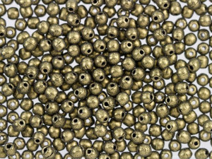 Czech Glass Round Beads Metallic Suede Gold 3mm (100pc Strand) by Starman Czech Glass Round Beads Metallic Suede Gold 3mm (100pc Strand) by Starman