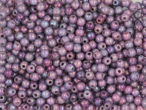 Czech Glass Round Beads Opaque Amethyst Luster 3mm (100pc Strand) by Starman Czech Glass Round Beads Opaque Amethyst Luster 3mm (100pc Strand) by Starman