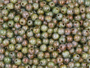 Czech Glass Round Beads Opaque Green Luster 4mm (100pc Strand) by Starman Czech Glass Round Beads Opaque Green Luster 4mm (100pc Strand) by Starman