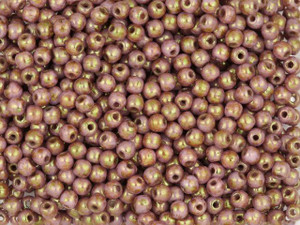 Czech Glass Round Beads Opaque Rose and Topaz Luster 3mm (100pc Strand) by Starman Czech Glass Round Beads Opaque Rose and Topaz Luster 3mm (100pc Strand) by Starman