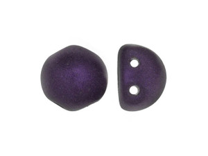 CzechMates 2-Hole 7mm Metallic Suede Purple Cabochon Beads 2.5-Inch Tube