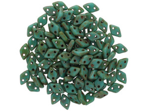 CzechMates Diamond 4 x 6mm Opaque Turquoise Picasso Czech Glass 2-Hole Beads, 2.5-Inch Tube CzechMates Diamond 4 x 6mm Opaque Turquoise Picasso Czech Glass 2-Hole Beads, 2.5-Inch Tube