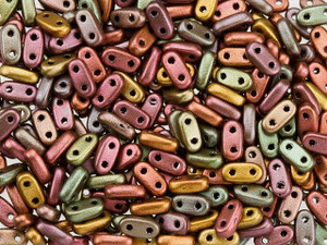 CzechMates Glass 3 x 6mm 2-Hole Matte Metallic Bronze Iris Bar Bead 2.5-Inch Tube CzechMates Glass 3 x 6mm 2-Hole Matte Metallic Bronze Iris Bar Bead 2.5-Inch Tube