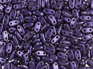 CzechMates Glass 3 x 6mm 2-Hole Metallic Suede Purple Bar Bead 2.5-Inch Tube