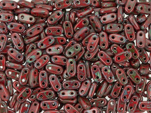 CzechMates Glass 3 x 6mm 2-Hole Opaque Red Picasso Bar Bead 2.5-Inch Tube CzechMates Glass 3 x 6mm 2-Hole Opaque Red Picasso Bar Bead 2.5-Inch Tube
