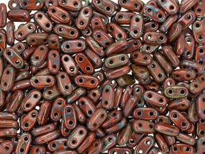 CzechMates Glass 3 x 6mm 2-Hole Picasso Umber Bar Bead 2.5-Inch Tube CzechMates Glass 3 x 6mm 2-Hole Picasso Umber Bar Bead 2.5-Inch Tube