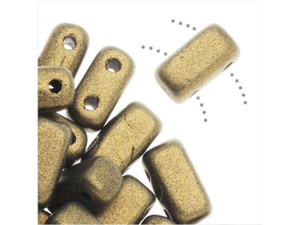 CzechMates Glass 3 x 6mm Metallic Suede Gold 2-Hole Brick Bead Strand