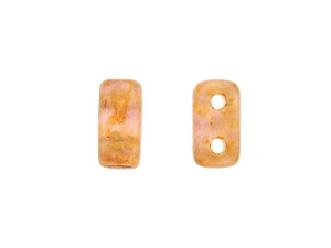 CzechMates Glass 3 x 6mm Milky Pink Copper Picasso 2-Hole Brick Bead Strand CzechMates Glass 3 x 6mm Milky Pink Copper Picasso 2-Hole Brick Bead Strand