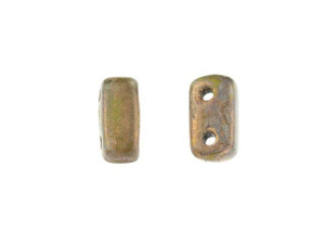 CzechMates Glass 3 x 6mm Opaque Olive Copper Picasso 2-Hole Brick Bead Strand CzechMates Glass 3 x 6mm Opaque Olive Copper Picasso 2-Hole Brick Bead Strand