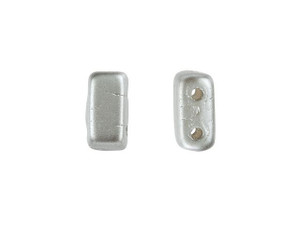 CzechMates Glass 3 x 6mm Pearl Coat Silver 2-Hole Brick Bead Strand