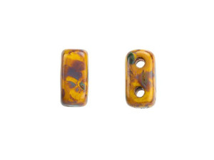CzechMates Glass 3 x 6mm Sunflower Yellow Picasso 2-Hole Brick Bead Strand CzechMates Glass 3 x 6mm Sunflower Yellow Picasso 2-Hole Brick Bead Strand
