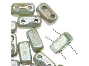 CzechMates Glass 3 x 6mm Ultra Luster Opaque Green 2-Hole Brick Bead Strand CzechMates Glass 3 x 6mm Ultra Luster Opaque Green 2-Hole Brick Bead Strand