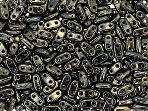 CzechMates Glass 3x6mm 2-Hole Jet with Bronze Picasso Bar Bead, 2.5-Inch Tube CzechMates Glass 3x6mm 2-Hole Jet with Bronze Picasso Bar Bead, 2.5-Inch Tube