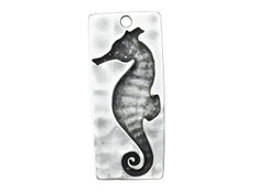 Antique Silver Seahorse Pendant, 41.3x18.4mm