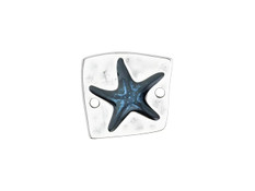 Deep Blue Starfish Connector, Antique Silver Finish, 16.5x15.8mm