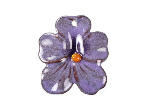 Gardanne Beads Lilac Purple Enameled Brass Small Pansy Pendant