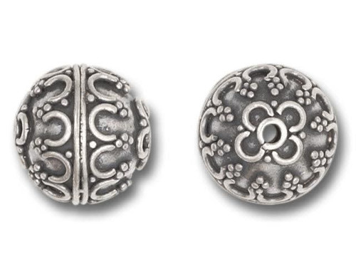 11mm Round Bali Silver Bead with Ornate Pattern