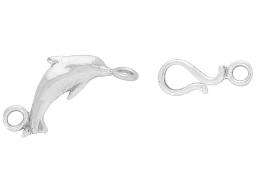 Sterling Silver Dolphin Hook and Eye Clasp Set