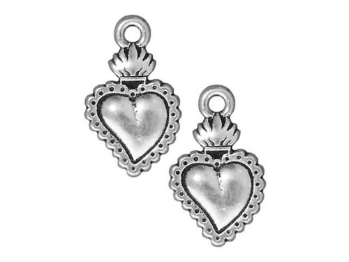 TierraCast Antique Silver Sacred Heart Milagro Charm