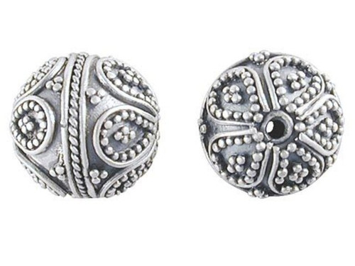 Bali Silver Round Bead with Intricate Granulation