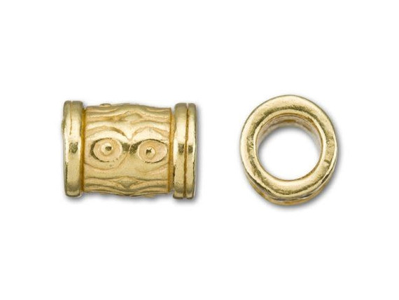 JBB Gold-Plated Pewter Squiggle Barrel Bead with Large Hole