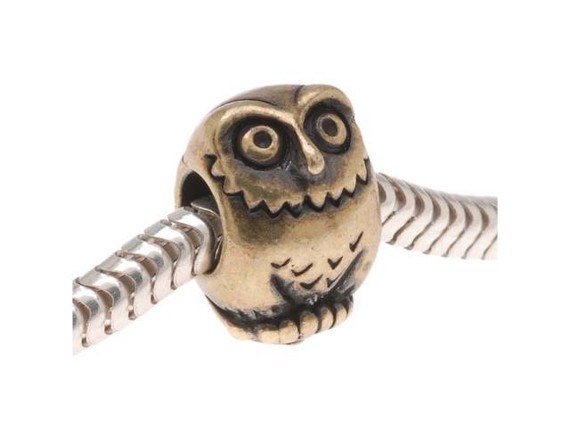 TierraCast Oxidized Brass-Plate Owl Bird EuroBead