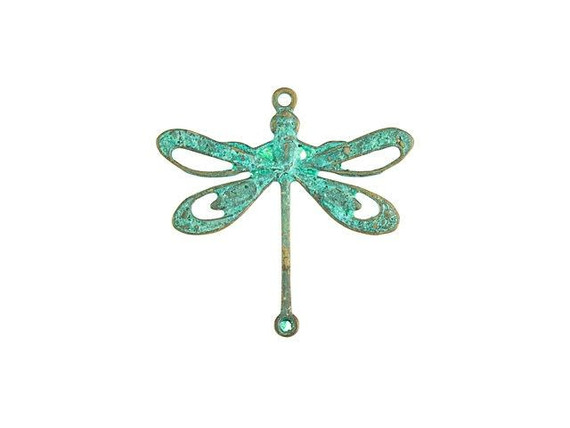 Brass Floral Dragonfly Link with Patina