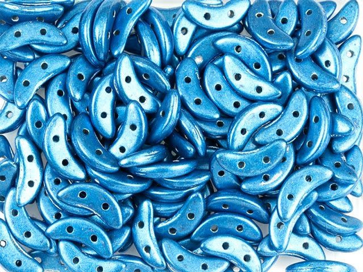 CzechMates Glass 4 x 10mm 2-Hole ColorTrends Saturated Metallic Marina Crescent Bead 2.5-Inch Tube