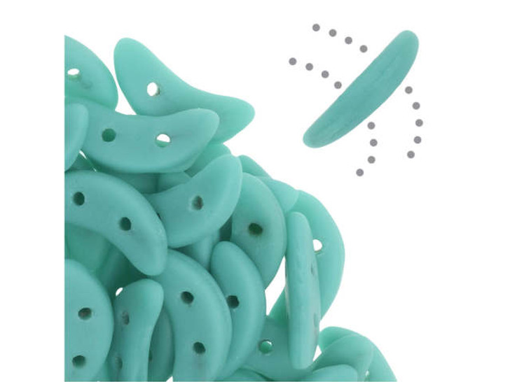 CzechMates Glass 4 x 10mm 2-Hole Matte Turquoise Crescent Bead 2.5-Inch Tube