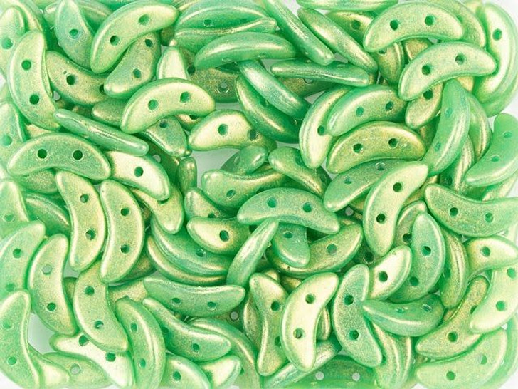 CzechMates Glass 4 x 10mm 2-Hole Sueded Gold Atlantis Green Crescent Bead 2.5-Inch Tube