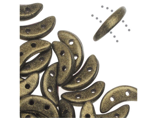 CzechMates Glass 4x10mm 2-Hole Gold Metallic Suede Crescent Bead, 2.5-Inch Tube