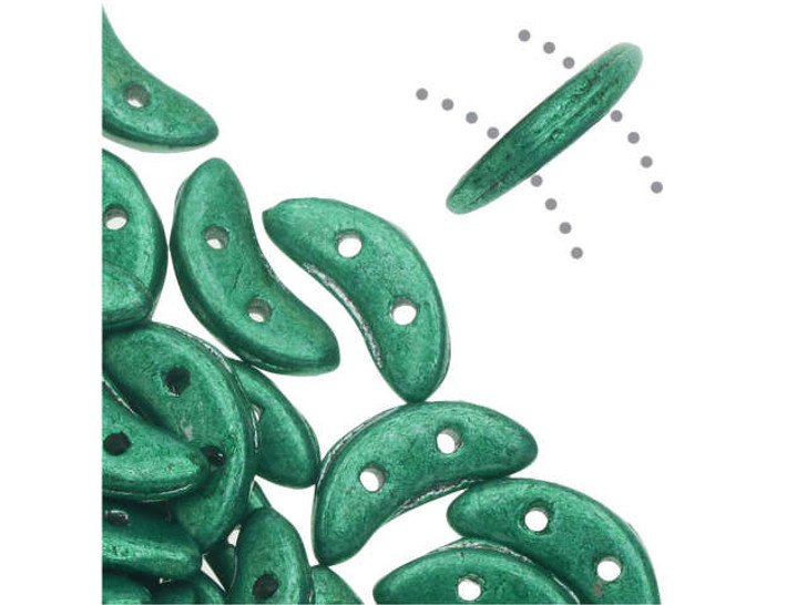CzechMates Glass 4x10mm Saturated Metallic Emerald Green 2-Hole Crescent Bead (2.5-Inch Tube)