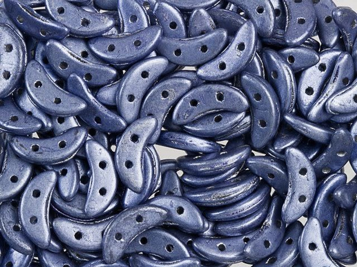 CzechMates Glass 4x10mm Saturated Metallic Sapphire 2-Hole Crescent Bead, 2.5-Inch Tube