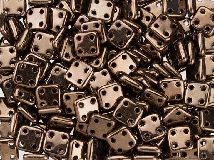 CzechMates Glass 6mm 4-Hole Dark Bronze QuadraTile Bead 2.5-Inch Tube