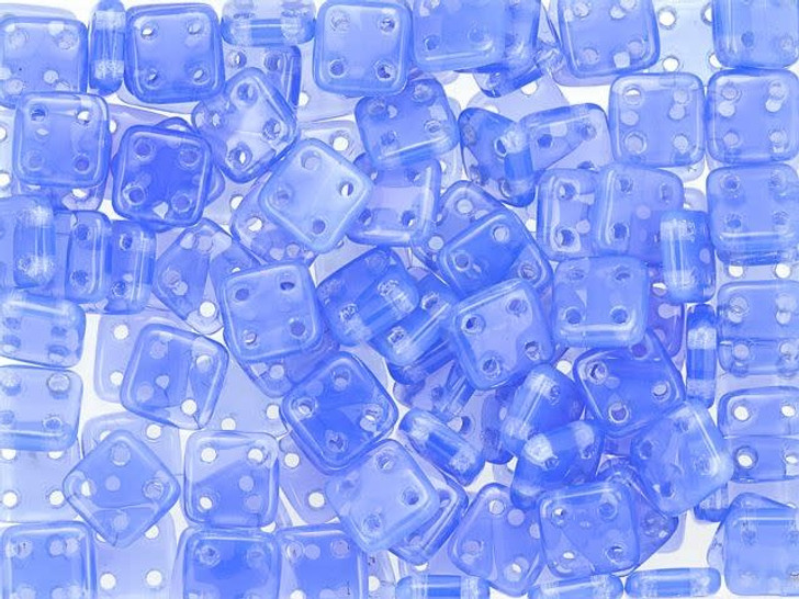 CzechMates Glass 6mm 4-Hole Milky Sapphire QuadraTile Bead 2.5-Inch Tube