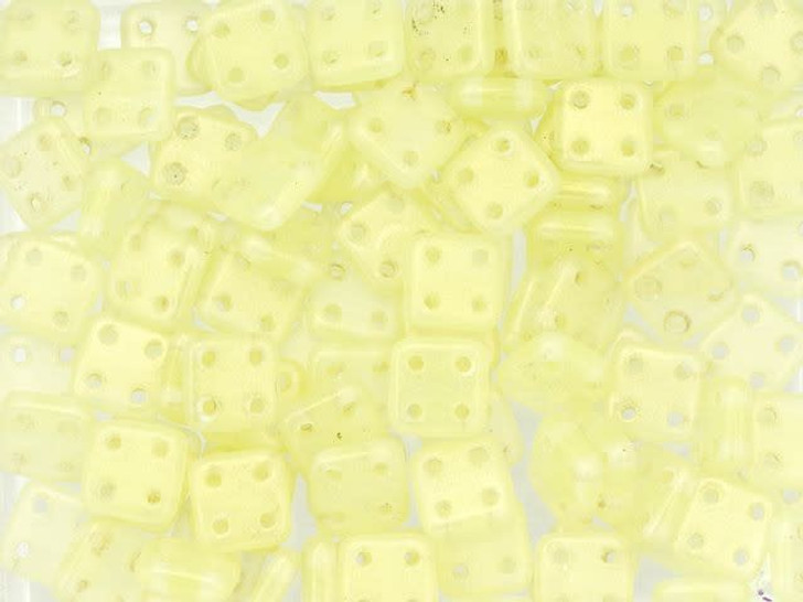 6mm Sueded Gold QuadraTile Czech Glass Beads for DIY Jewelry Making - Unique 4-Hole Design in 2.5-Inch Tube