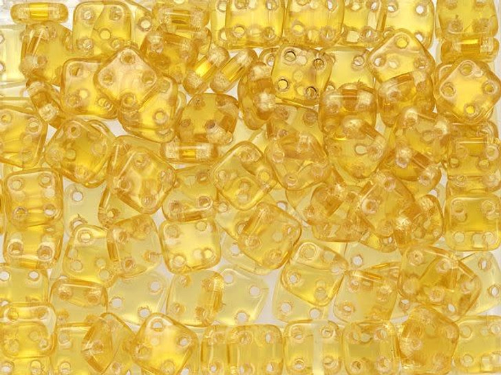 CzechMates Glass 6mm 4-Hole Topaz QuadraTile Bead 2.5-Inch Tube