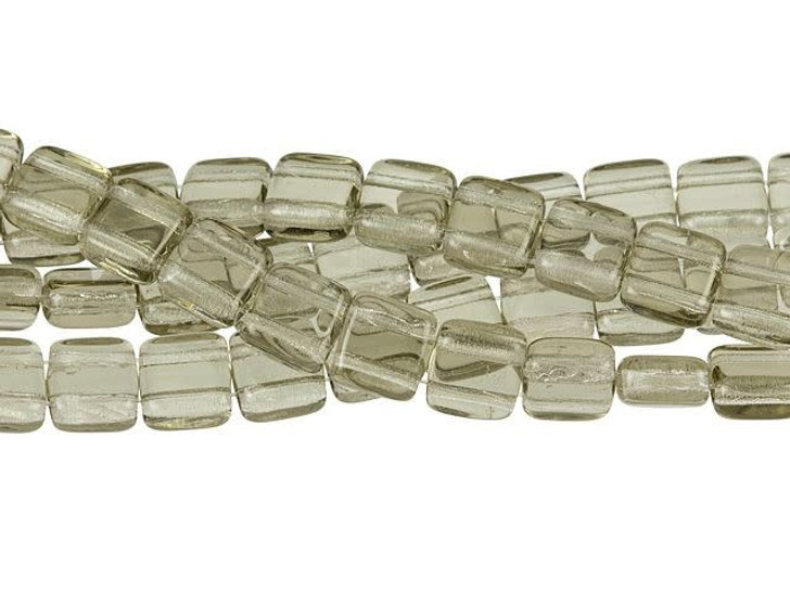 CzechMates Glass 6mm Black Diamond Two-Hole Tile Bead Strand