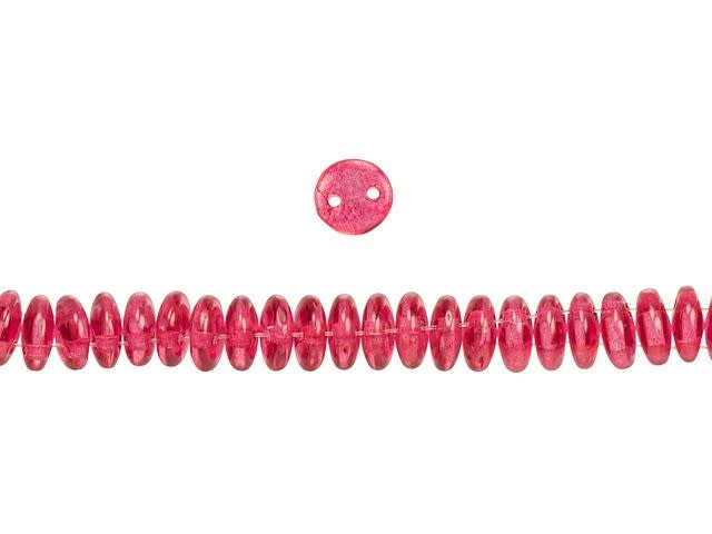 CzechMates Glass 6mm Color Trends Transparent Razzmatazz 2-Hole Lentil Bead Strand