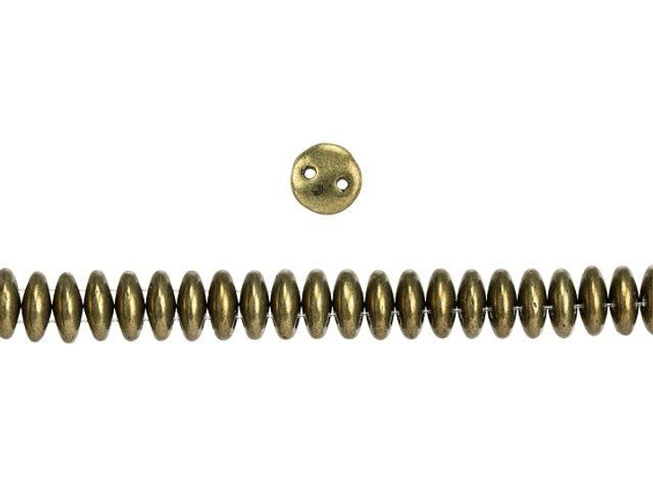 CzechMates Glass 6mm ColorTrends Saturated Metallic Emperador 2-Hole Lentil Bead Strand