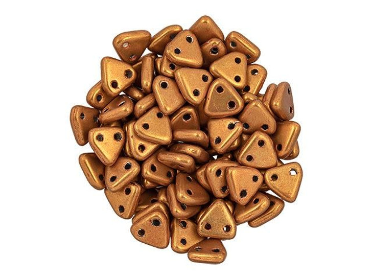CzechMates Glass 6mm ColorTrends Saturated Metallic Russet Orange 2-Hole Triangle Bead 2.5-Inch Tube
