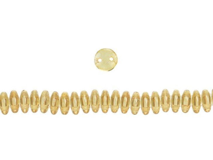 CzechMates Glass 6mm ColorTrends Transparent Spicy Mustard 2-Hole Lentil Bead Strand