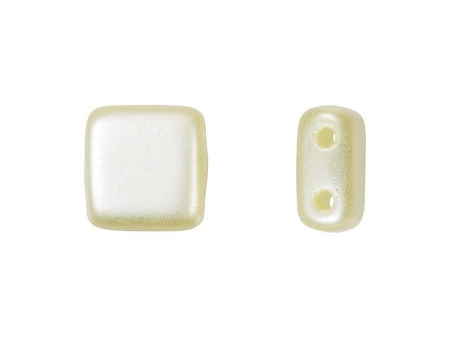 CzechMates Glass 6mm Cream Pearl Coat Two-Hole Tile Bead