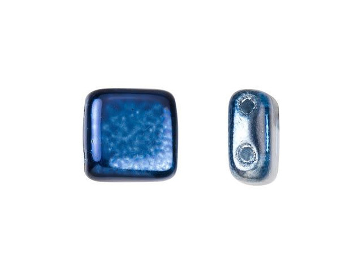 CzechMates Glass 6mm Denim Mirror Two-Hole Tile Bead