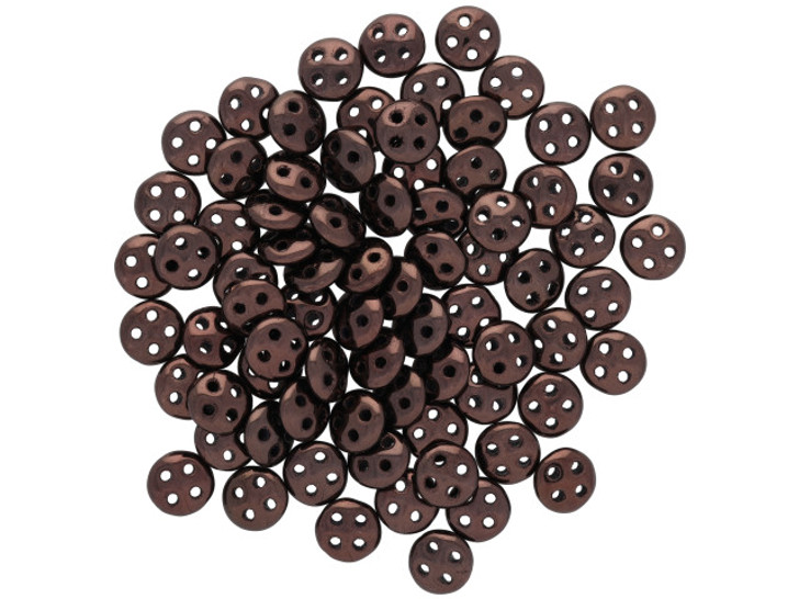 CzechMates Glass 6mm Four-Hole Dark Bronze QuadraLentil Bead, 2.5-Inch Tube